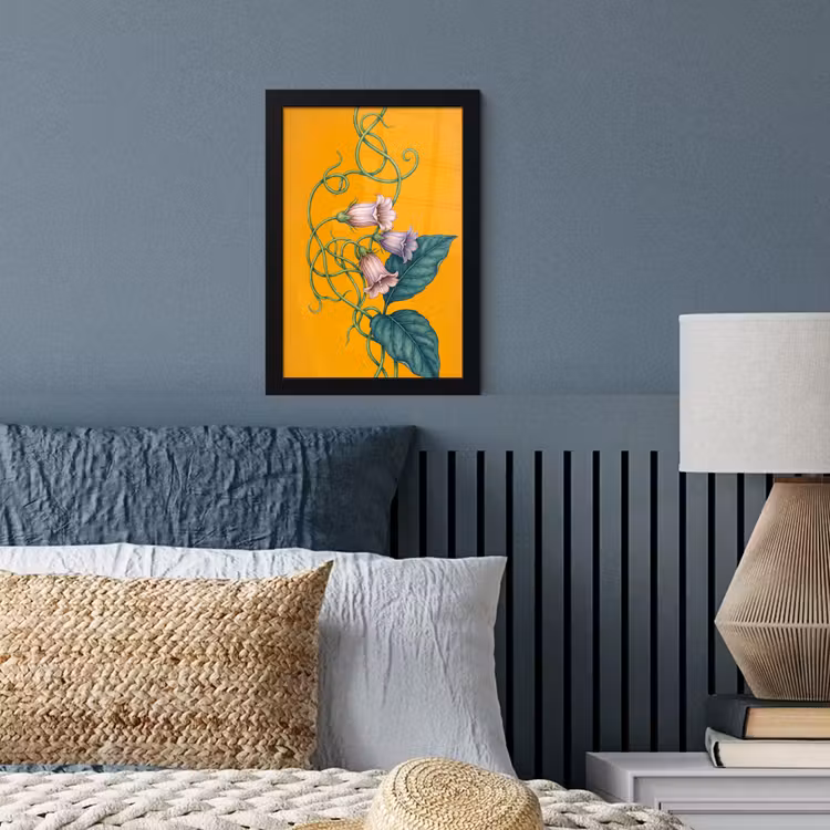 Poster met lijst - Bloemen - Botanisch - Geel - Bloemen - Botanisch - Geel fotolijst zwart zonder passe partout klein