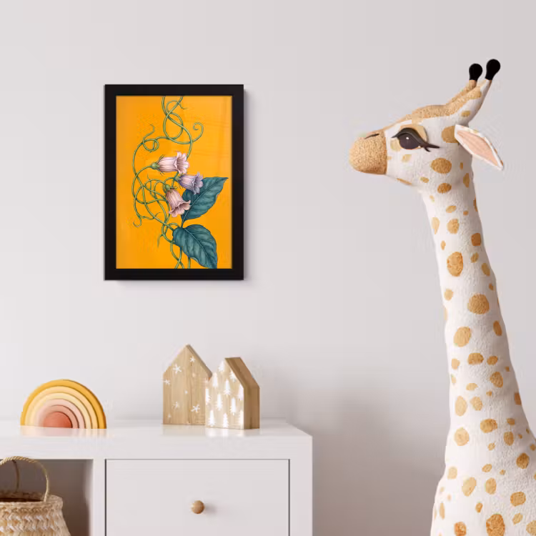 Poster met lijst - Bloemen - Botanisch - Geel - Bloemen - Botanisch - Geel fotolijst zwart zonder passe partout klein