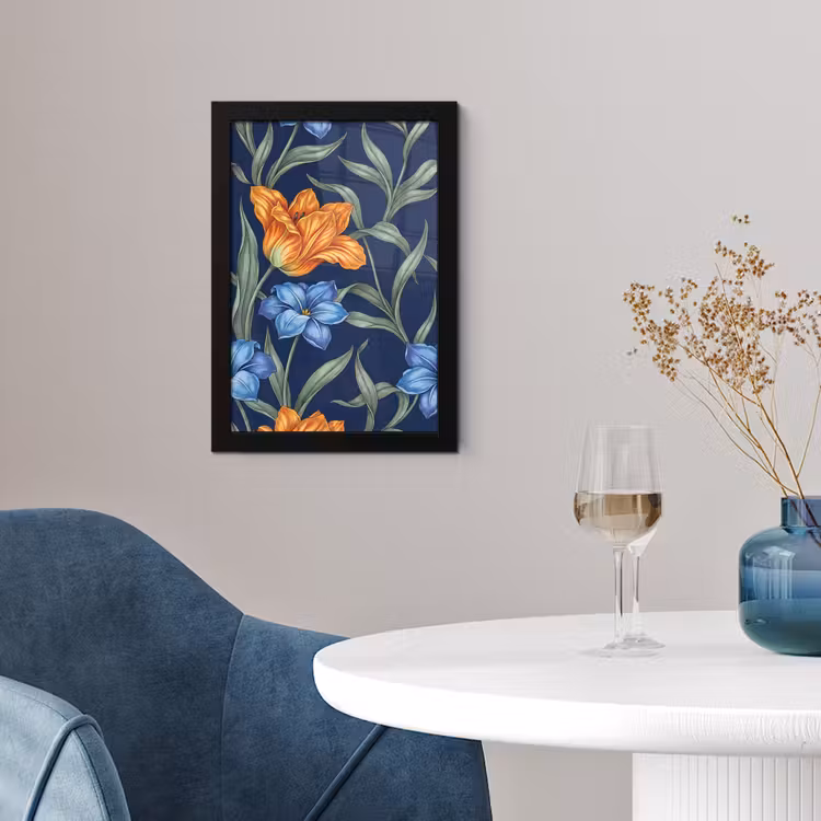 Poster met lijst - Bloemen - Botanisch - Patroon - Bloemen - Botanisch - Patroon fotolijst zwart zonder passe partout klein