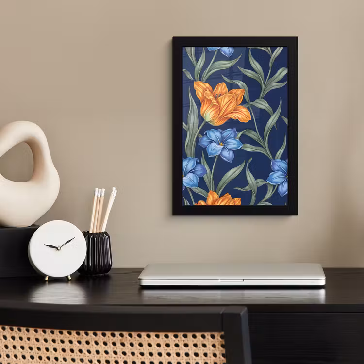 Poster met lijst - Bloemen - Botanisch - Patroon - Bloemen - Botanisch - Patroon fotolijst zwart zonder passe partout klein