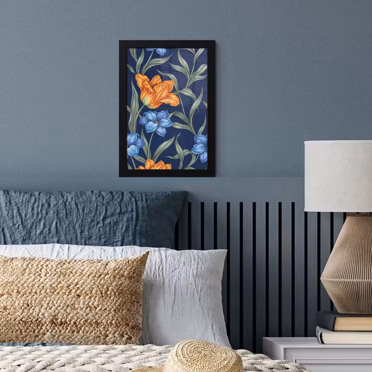 Poster met lijst - Bloemen - Botanisch - Patroon - Bloemen - Botanisch - Patroon fotolijst zwart zonder passe partout klein