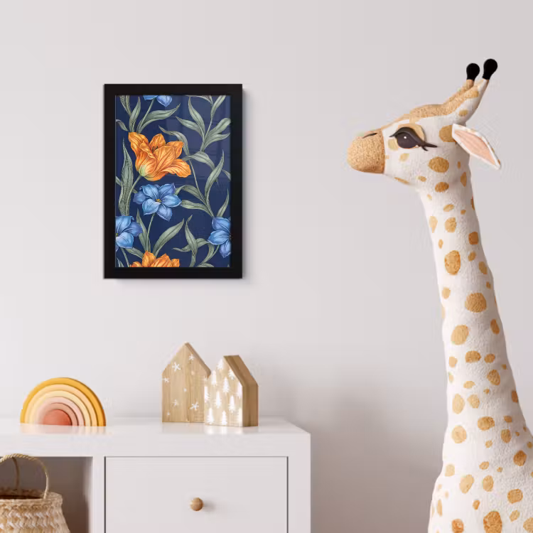 Poster met lijst - Bloemen - Botanisch - Patroon - Bloemen - Botanisch - Patroon fotolijst zwart zonder passe partout klein