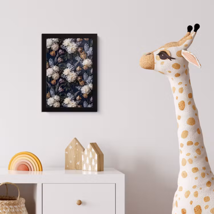 Bloemen - Donker - Elegant - Natuur - Wit fotolijst zwart zonder passe partout klein -usfeer4_kinderkamer