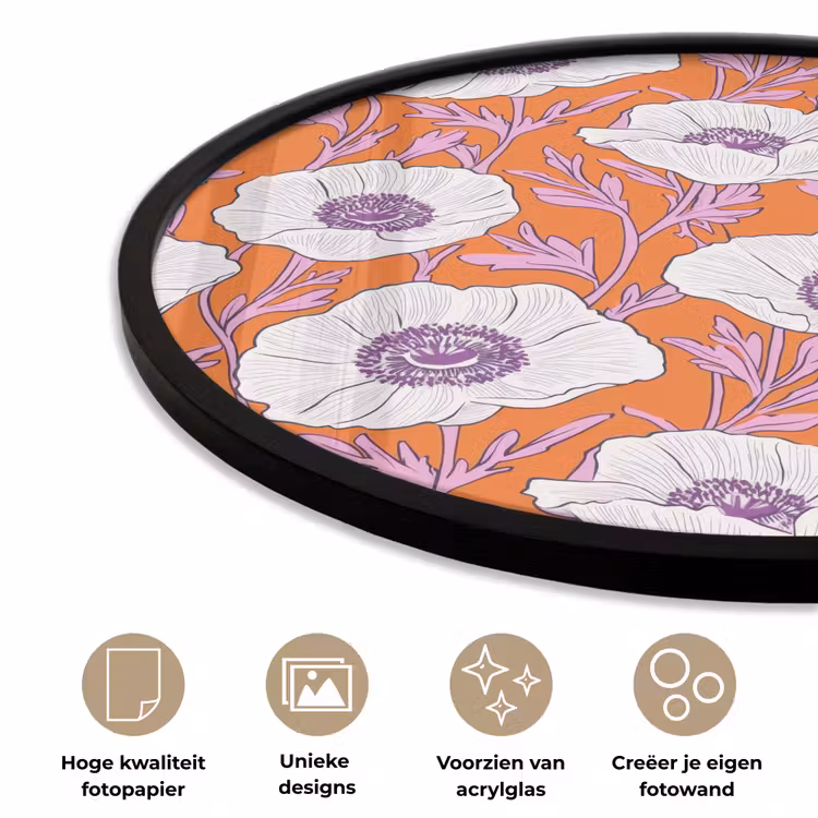 Bloemen - Grafisch - Oranje Fotolijst rond zonder passe partout klein 856 -closeup_NL