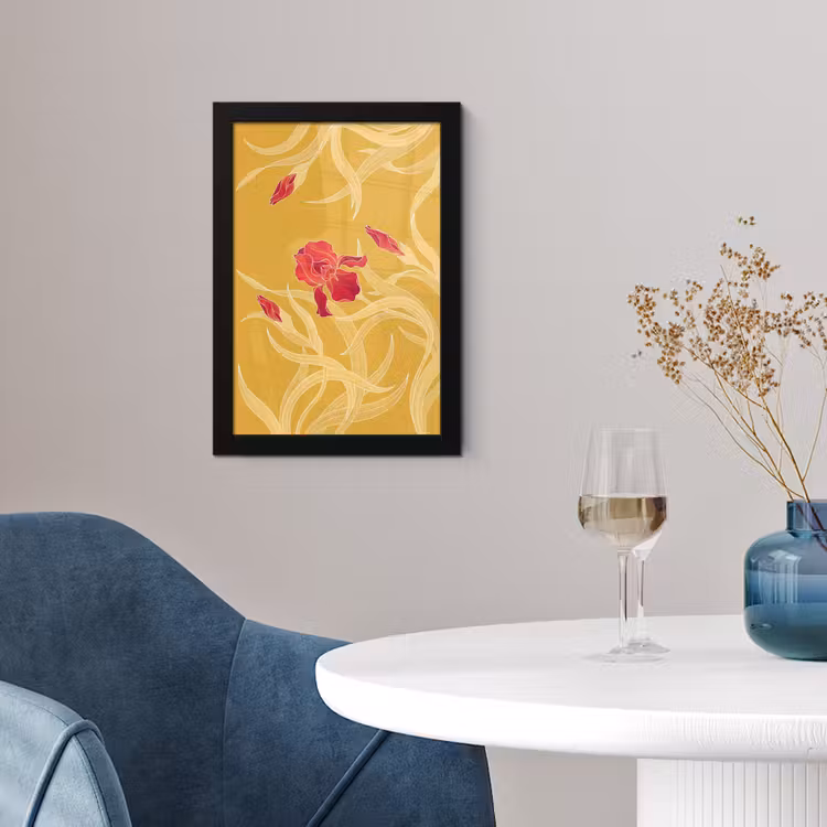 Poster met lijst - Bloemen - Illustratie - Rood - Bloemen - Illustratie - Rood fotolijst zwart zonder passe partout klein