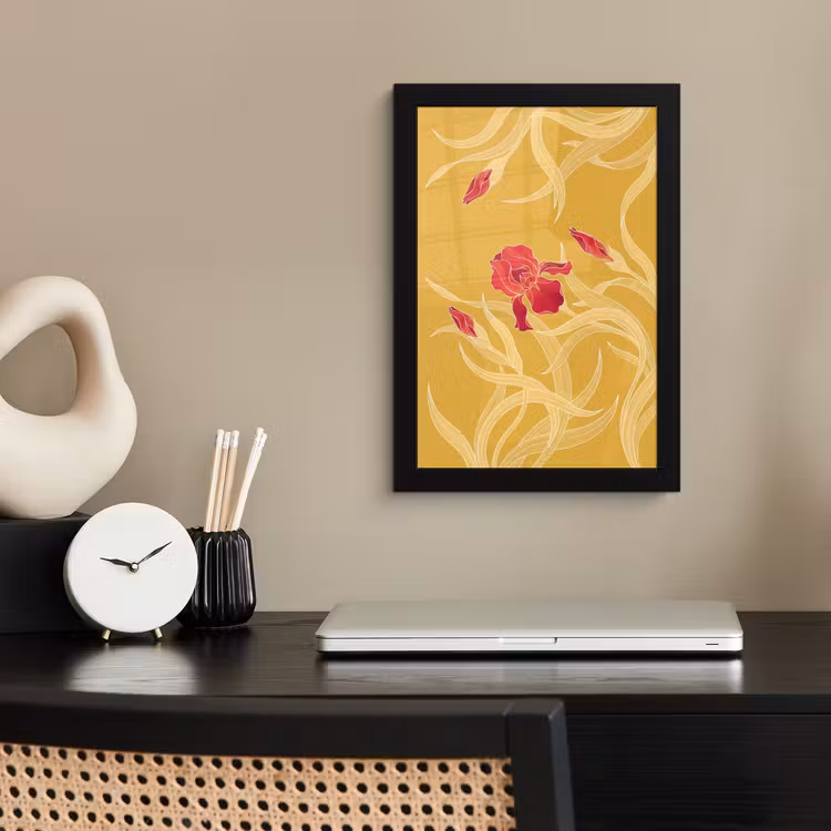 Poster met lijst - Bloemen - Illustratie - Rood - Bloemen - Illustratie - Rood fotolijst zwart zonder passe partout klein