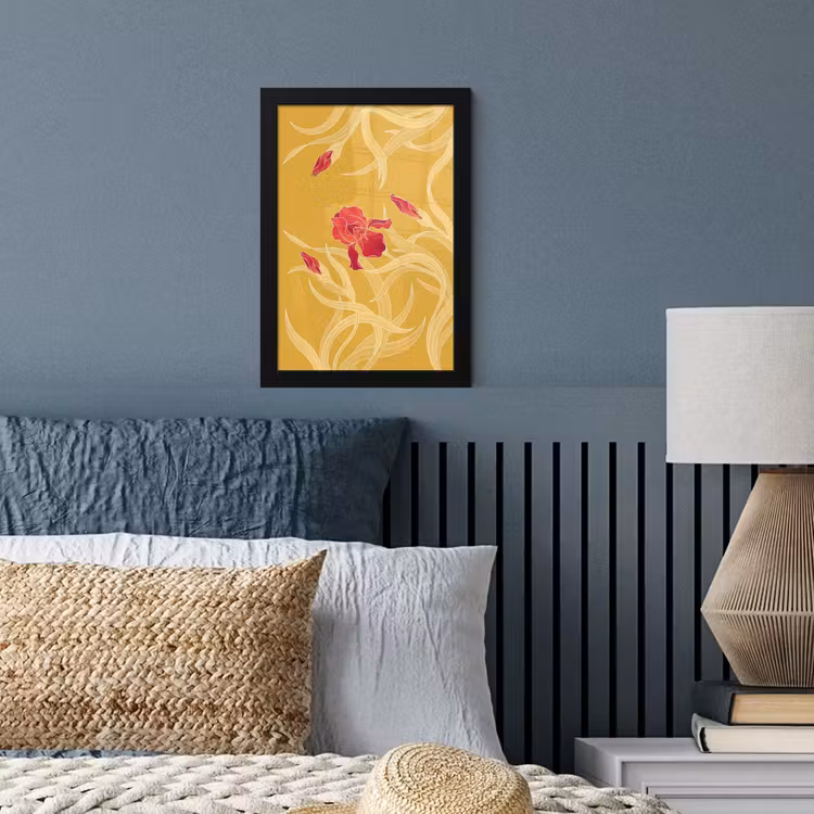 Poster met lijst - Bloemen - Illustratie - Rood - Bloemen - Illustratie - Rood fotolijst zwart zonder passe partout klein