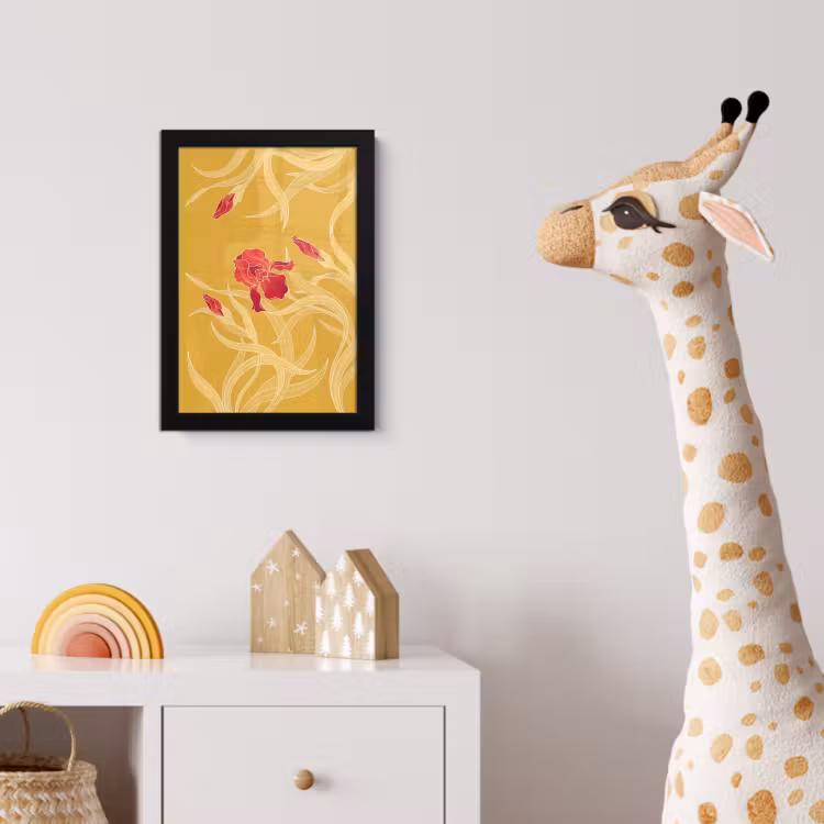 Poster met lijst - Bloemen - Illustratie - Rood - Bloemen - Illustratie - Rood fotolijst zwart zonder passe partout klein