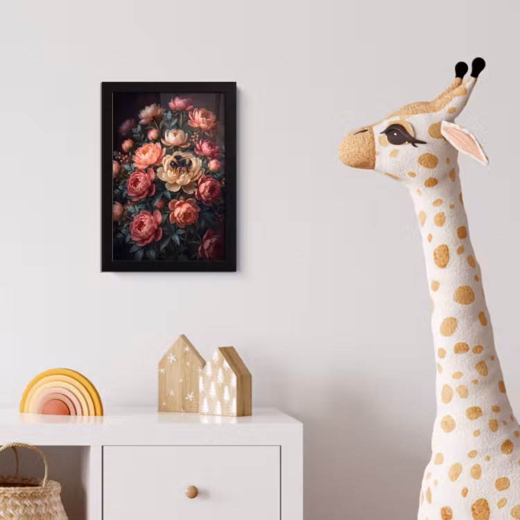 Bloemen - Insect - Natuur - Roze fotolijst zwart zonder passe partout klein -usfeer4_kinderkamer