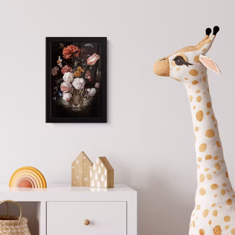 Bloemen - Jan Davidsz de Heem - Tijger - Schilderij - Stilleven - Oude meesters fotolijst zwart zonder passe partout klein -usfeer4_kinderkamer
