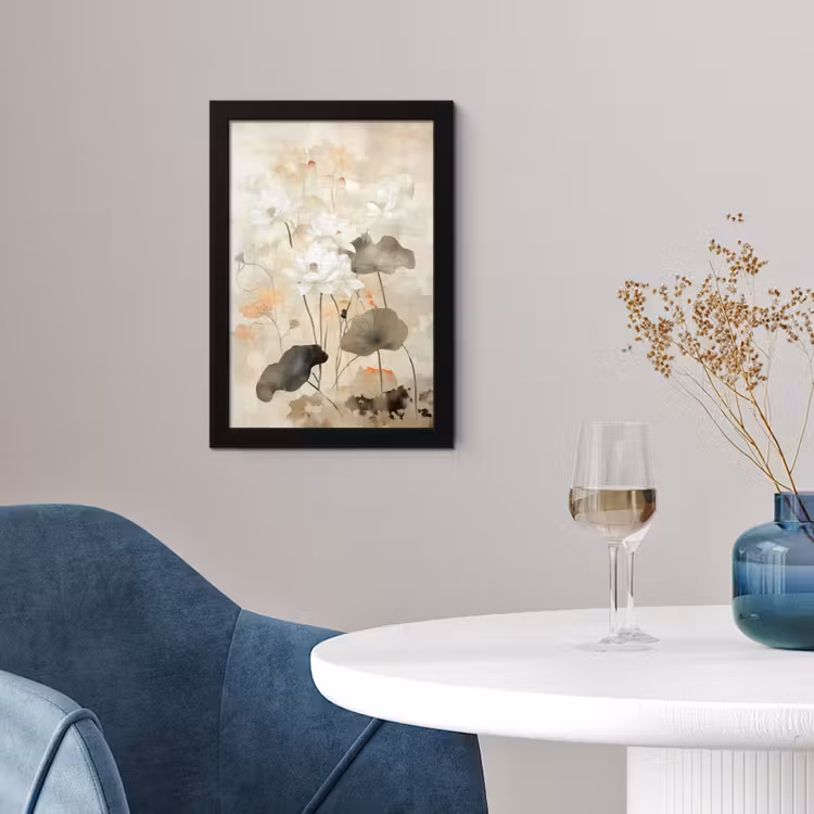 Bloemen - Japandi - Wabi sabi fotolijst zwart zonder passe partout klein -sfeer4
