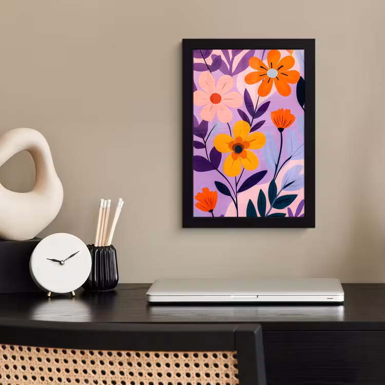 Bloemen - Kleurrijk - Bladeren fotolijst zwart zonder passe partout klein -sfeer1