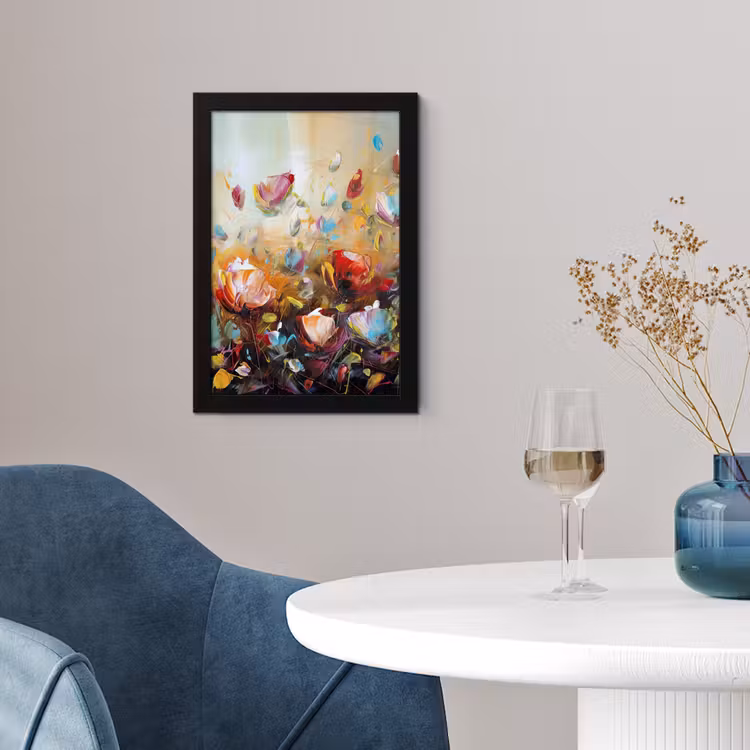 Bloemen - Kunst - Natuur - Olieverf fotolijst zwart zonder passe partout klein -sfeer4