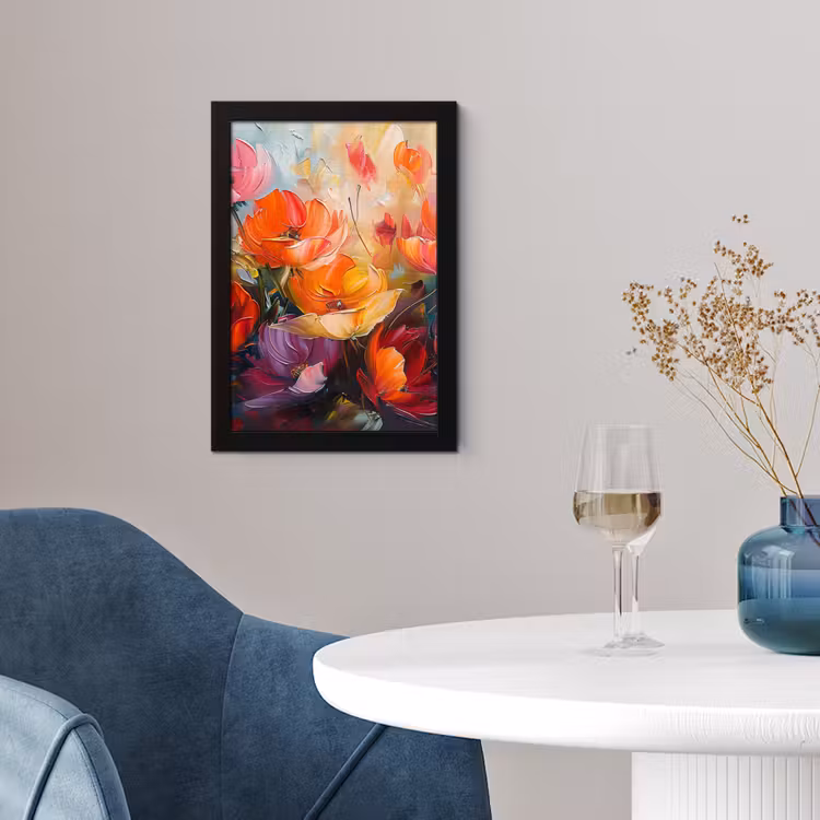 Bloemen - Kunst - Watercolor - Botanisch fotolijst zwart zonder passe partout klein -sfeer4