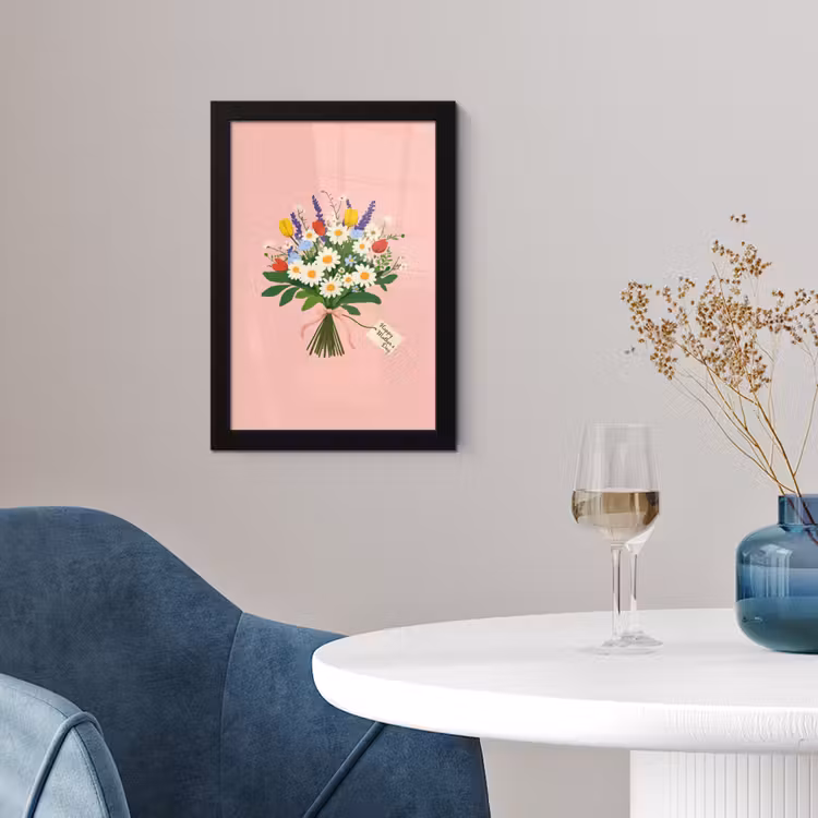 Bloemen - Lint - Kaartje fotolijst zwart zonder passe partout klein -sfeer4
