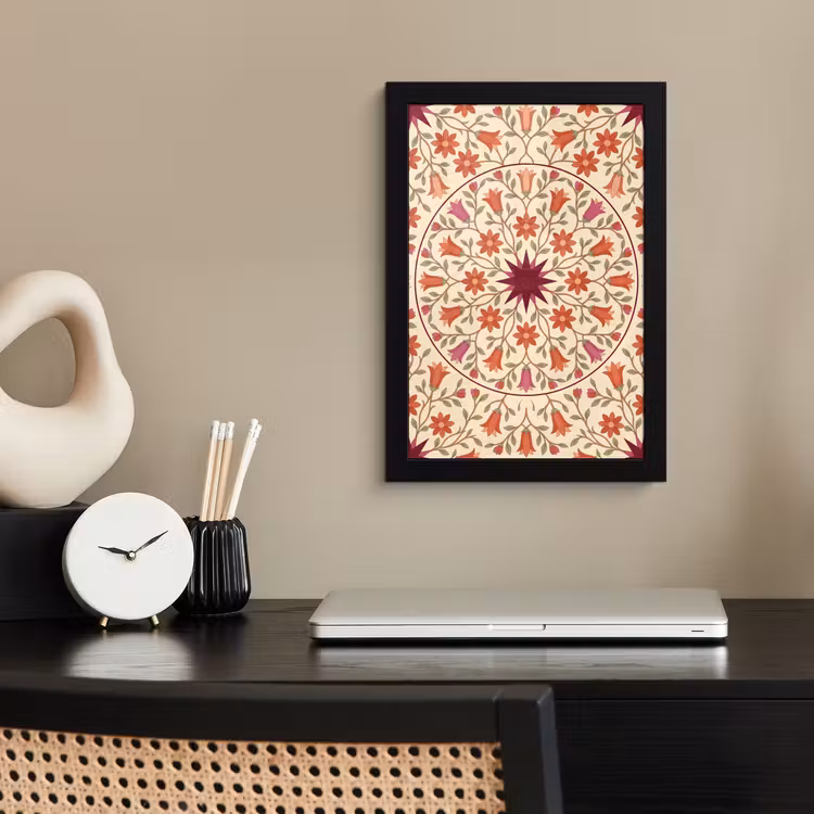 Bloemen - Mandala - Decoratief - Rood fotolijst zwart zonder passe partout klein -sfeer1