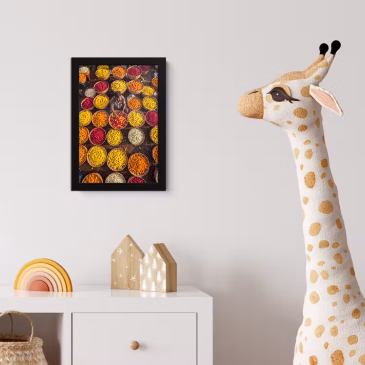 Poster met lijst - Bloemen - Markt - Kleurrijk - Bloemen - Markt - Kleurrijk fotolijst zwart zonder passe partout klein