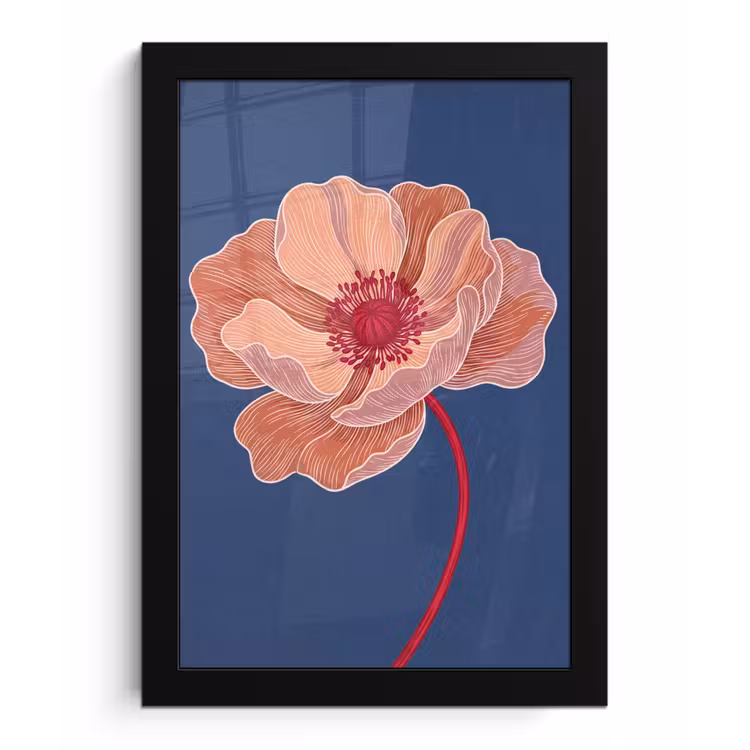 Poster met lijst - Bloemen - Modern - Abstract - Bloemen - Modern - Abstract fotolijst zwart zonder passe partout klein
