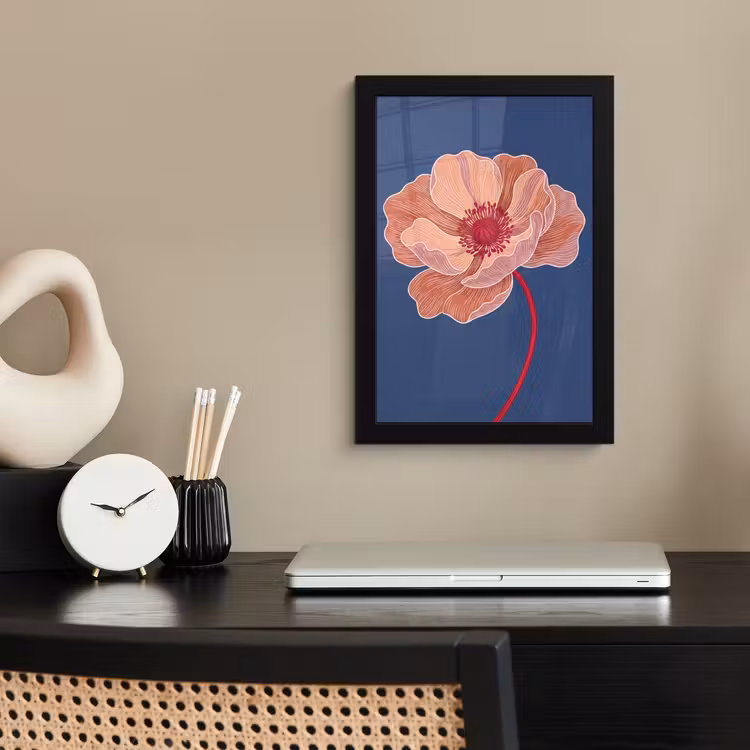 Poster met lijst - Bloemen - Modern - Abstract - Bloemen - Modern - Abstract fotolijst zwart zonder passe partout klein