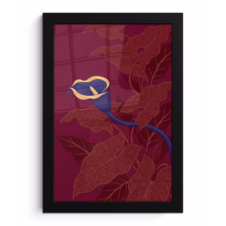 Poster met lijst - Bloemen - Modern - Paars - Bloemen - Modern - Paars fotolijst zwart zonder passe partout klein