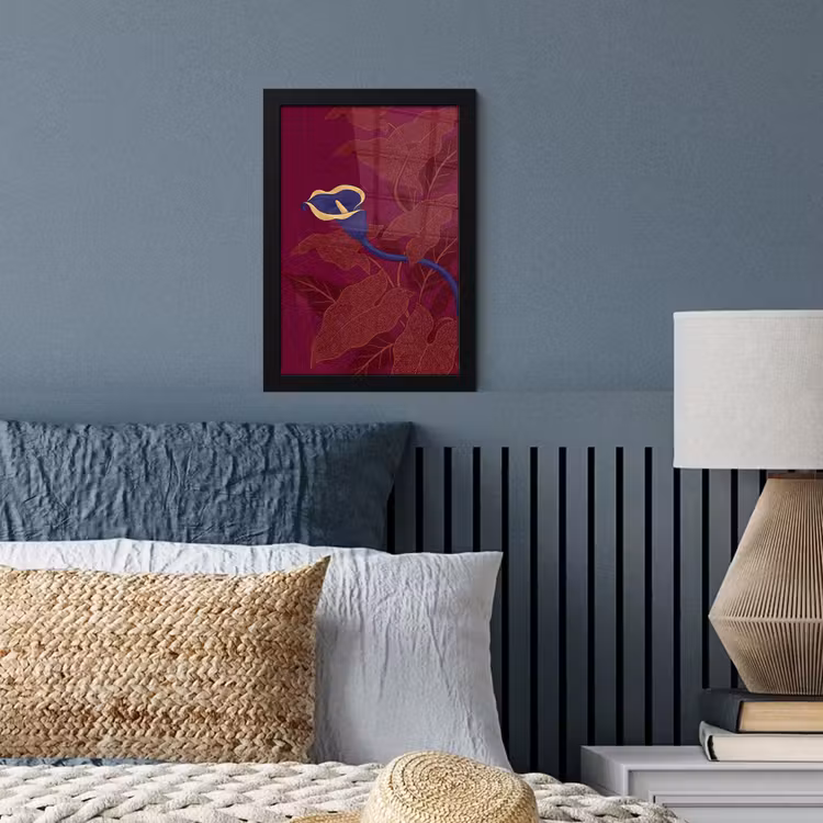 Poster met lijst - Bloemen - Modern - Paars - Bloemen - Modern - Paars fotolijst zwart zonder passe partout klein