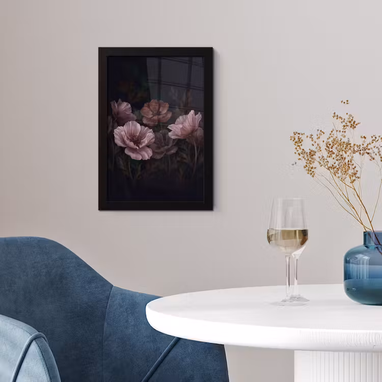 Bloemen - Natuur - Roze - Donker - Modern fotolijst zwart zonder passe partout klein -sfeer4