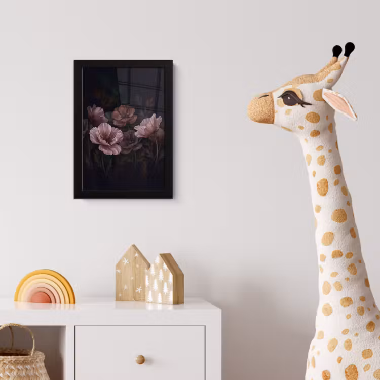 Bloemen - Natuur - Roze - Donker - Modern fotolijst zwart zonder passe partout klein -usfeer4_kinderkamer