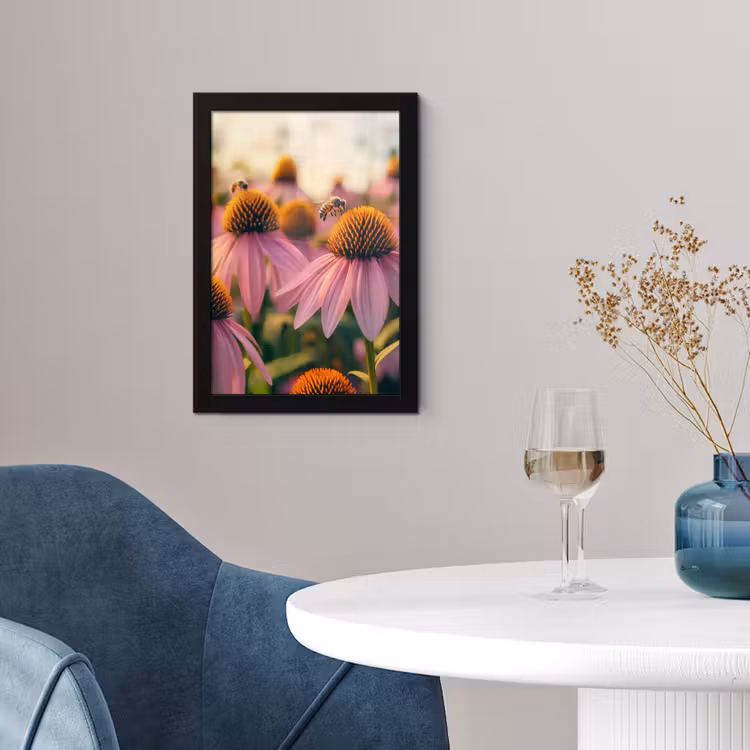 Bloemen - Paars - Bijen fotolijst zwart zonder passe partout klein -sfeer4
