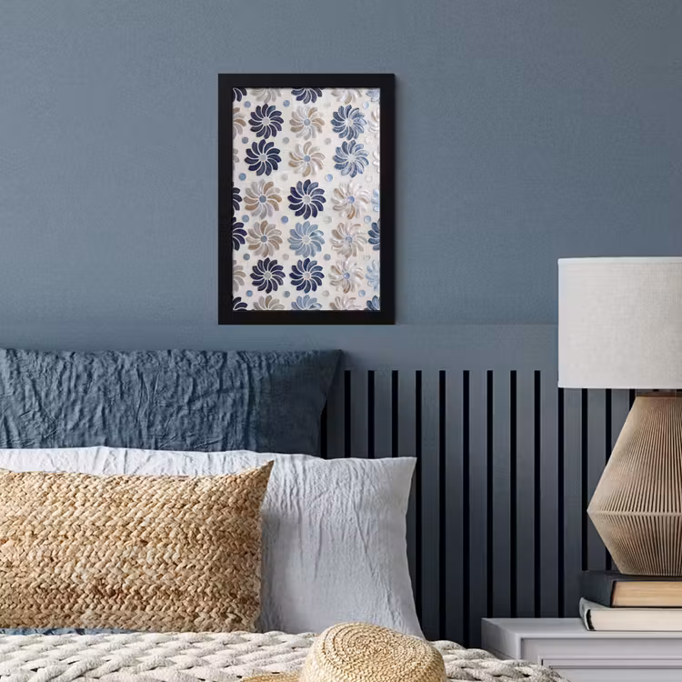 Bloemen - Parelmoer - Abstract - Patroon - Blauw fotolijst zwart zonder passe partout klein -sfeer3