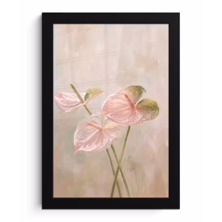 Bloemen - Pastel - Abstract - Natuur - Groen fotolijst zwart zonder passe partout klein -3d