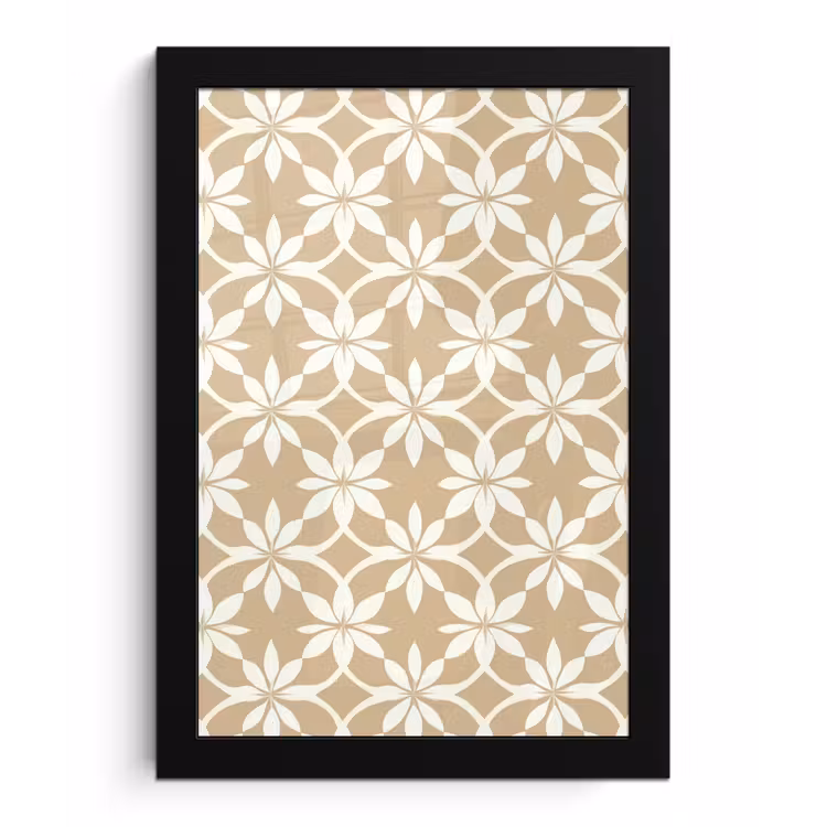 Bloemen - Patroon - Beige fotolijst zwart zonder passe partout klein 224 -3d