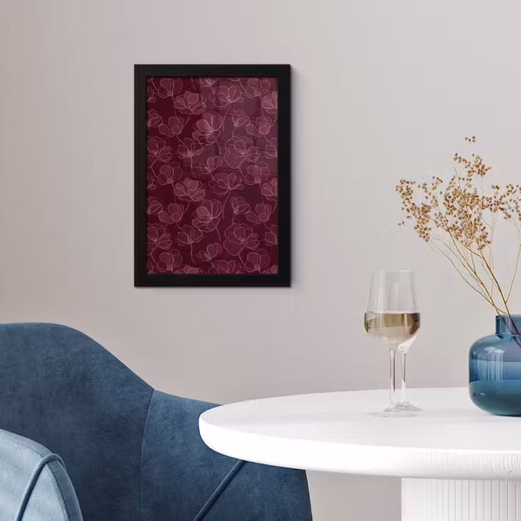 Bloemen - Patroon - Bordeauxrood fotolijst zwart zonder passe partout klein 224 -sfeer4