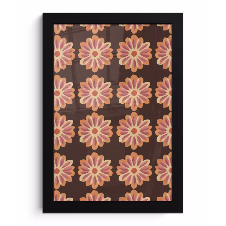 Bloemen - Patroon - Bruin fotolijst zwart zonder passe partout klein 224 -3d