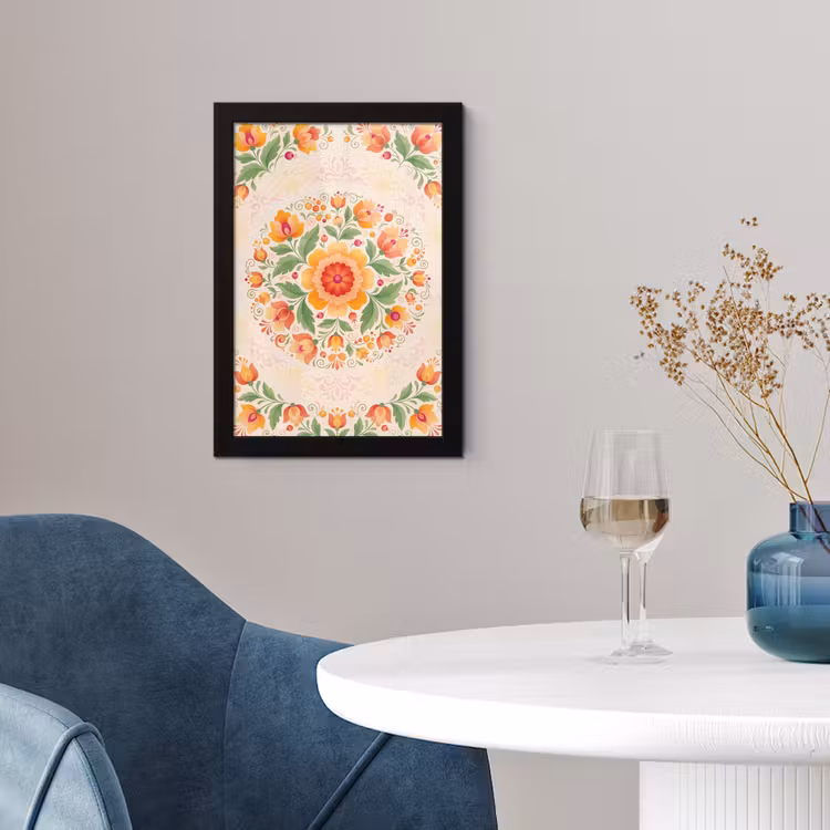 Bloemen - Patroon - Decoratief - Oranje fotolijst zwart zonder passe partout klein -sfeer4