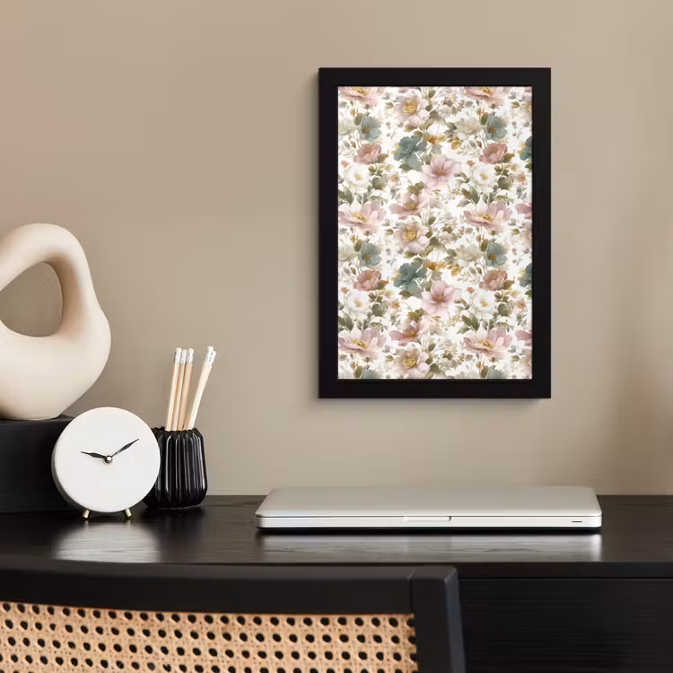 Bloemen - Patroon - Pastel fotolijst zwart zonder passe partout klein 224 -sfeer1