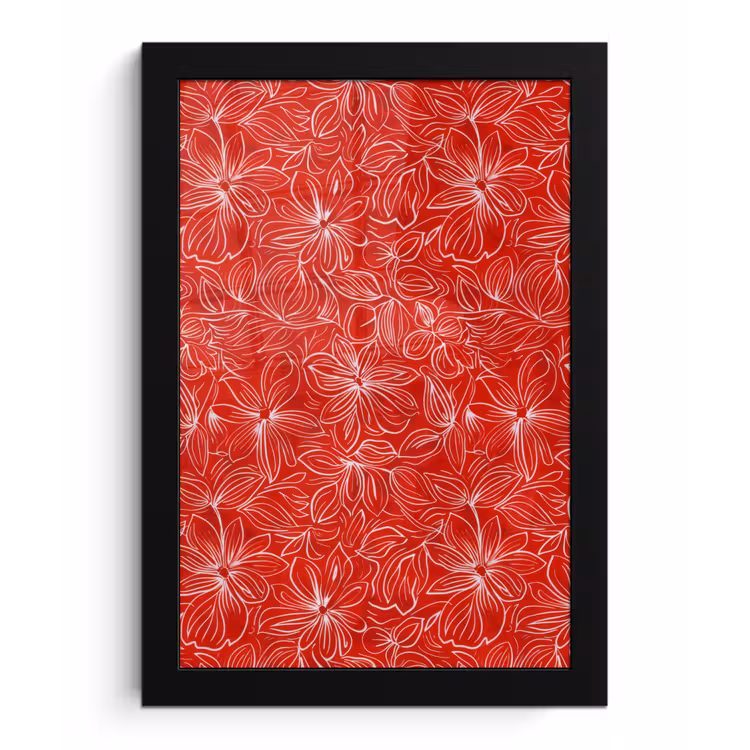 Bloemen - Patroon - Rood fotolijst zwart zonder passe partout klein 224 -3d