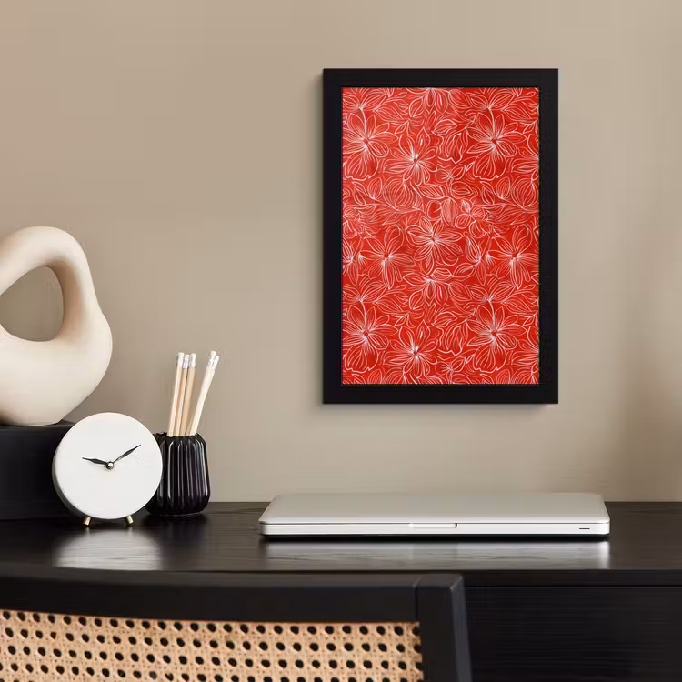 Bloemen - Patroon - Rood fotolijst zwart zonder passe partout klein 224 -sfeer1