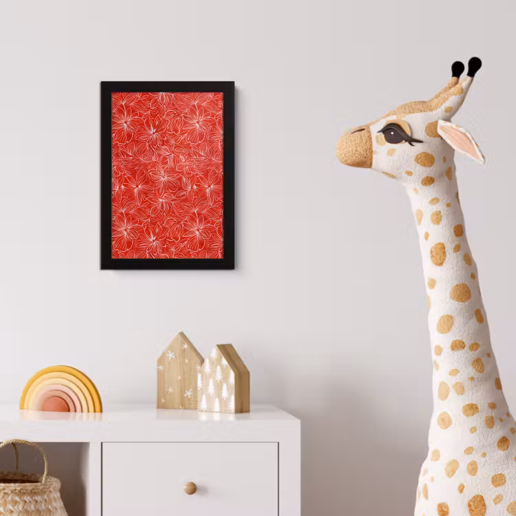 Bloemen - Patroon - Rood fotolijst zwart zonder passe partout klein 224 -usfeer4_kinderkamer