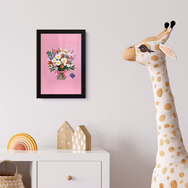 Bloemen - Quote - Kaartje - Kleurrijk fotolijst zwart zonder passe partout klein -usfeer4_kinderkamer