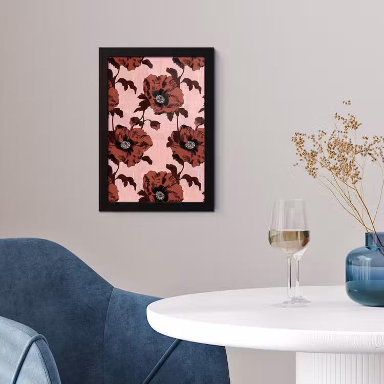 Bloemen - Retro - Rood fotolijst zwart zonder passe partout klein 224 -sfeer4
