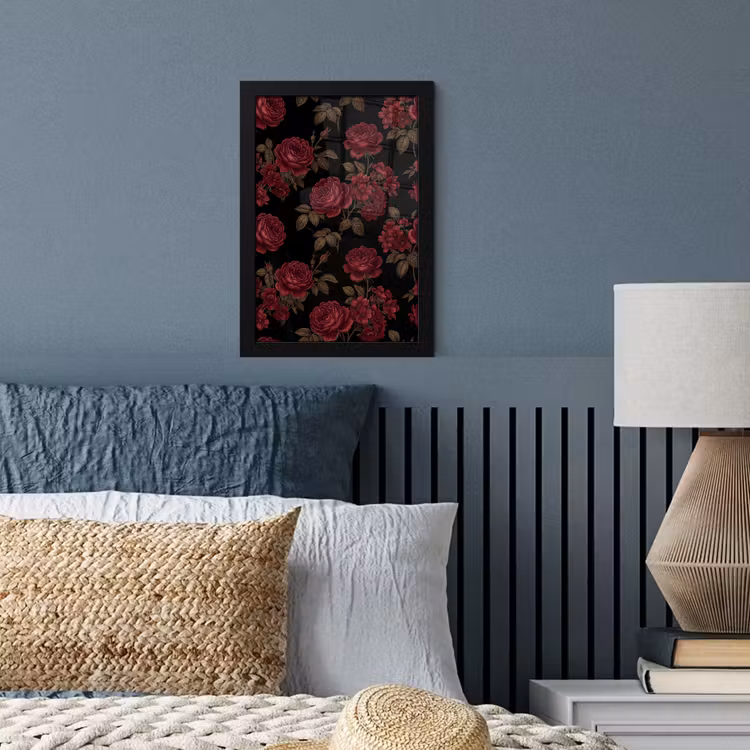 Bloemen - Roos - Patroon - Klassiek - Rood fotolijst zwart zonder passe partout klein -sfeer3