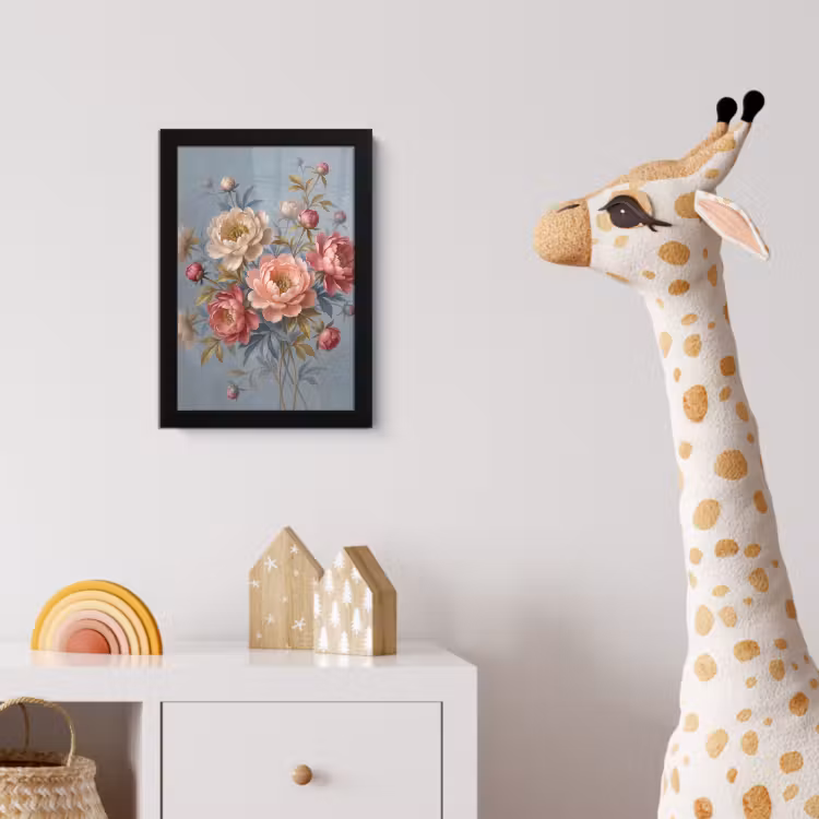 Bloemen - Roze - Beige - Modern - Natuur fotolijst zwart zonder passe partout klein -usfeer4_kinderkamer