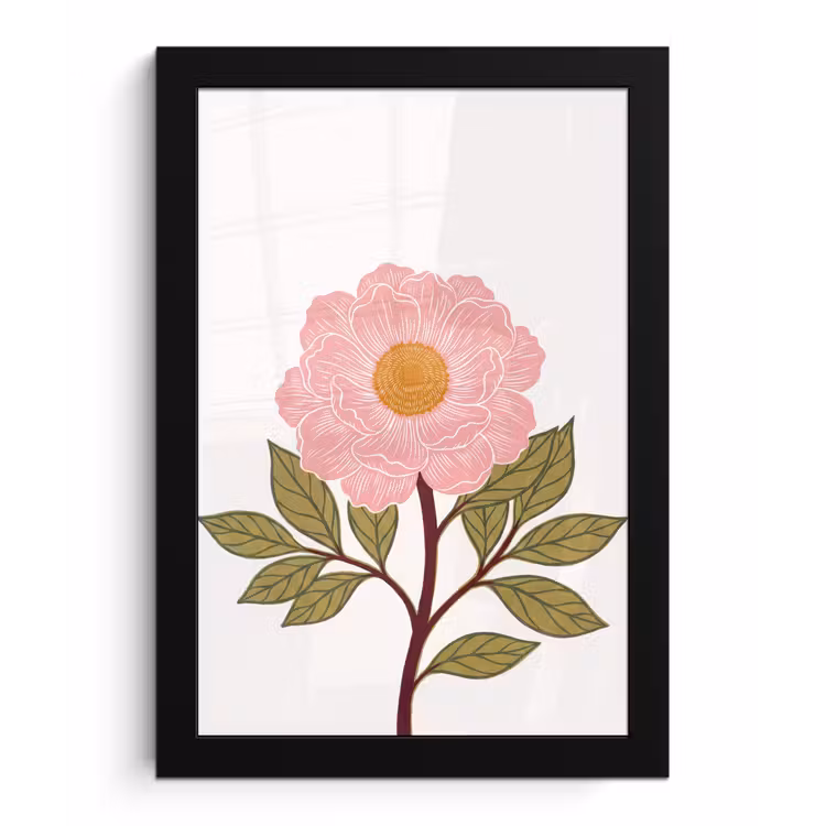 Poster met lijst - Bloemen - Roze - Illustratie - Bloemen - Roze - Illustratie fotolijst zwart zonder passe partout klein