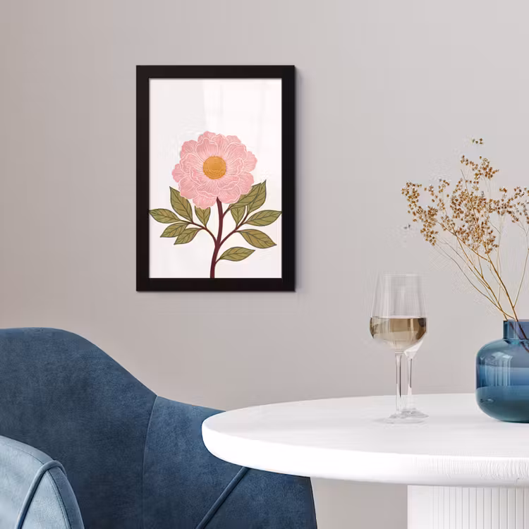 Poster met lijst - Bloemen - Roze - Illustratie - Bloemen - Roze - Illustratie fotolijst zwart zonder passe partout klein