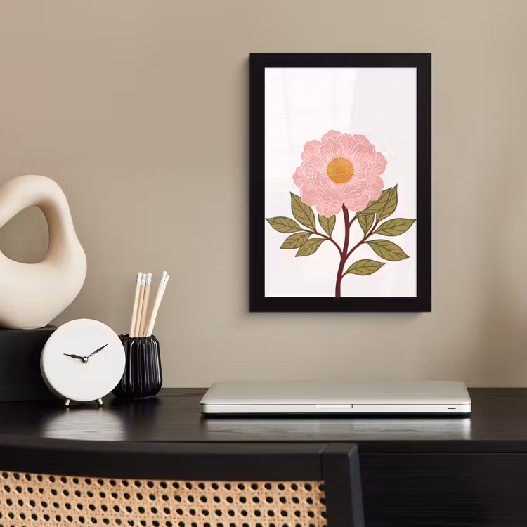 Poster met lijst - Bloemen - Roze - Illustratie - Bloemen - Roze - Illustratie fotolijst zwart zonder passe partout klein