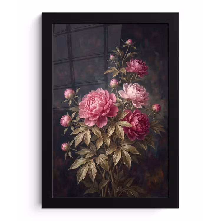 Bloemen - Roze - Klassiek - Natuur fotolijst zwart zonder passe partout klein -3d
