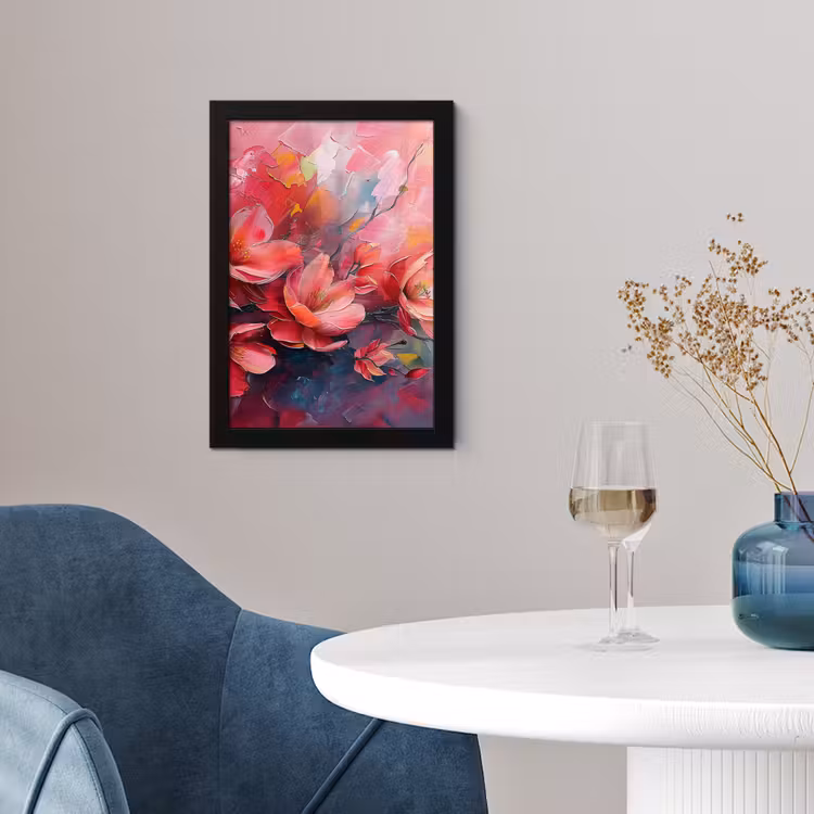 Bloemen - Roze - Watercolor - Natuur- Kunst fotolijst zwart zonder passe partout klein -sfeer4