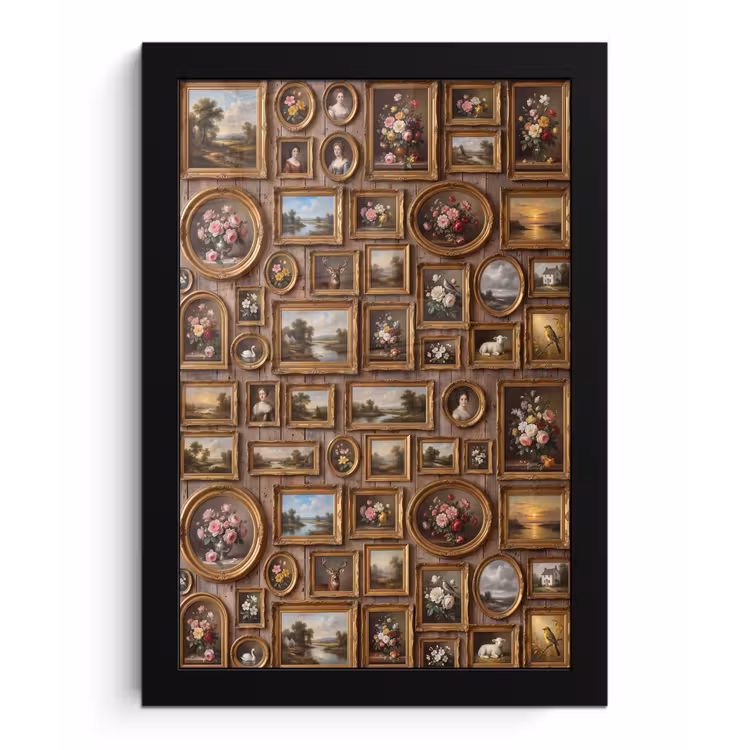 Bloemen - Rozen - Klassiek - Vaas - Kleurrijk fotolijst zwart zonder passe partout klein -3d