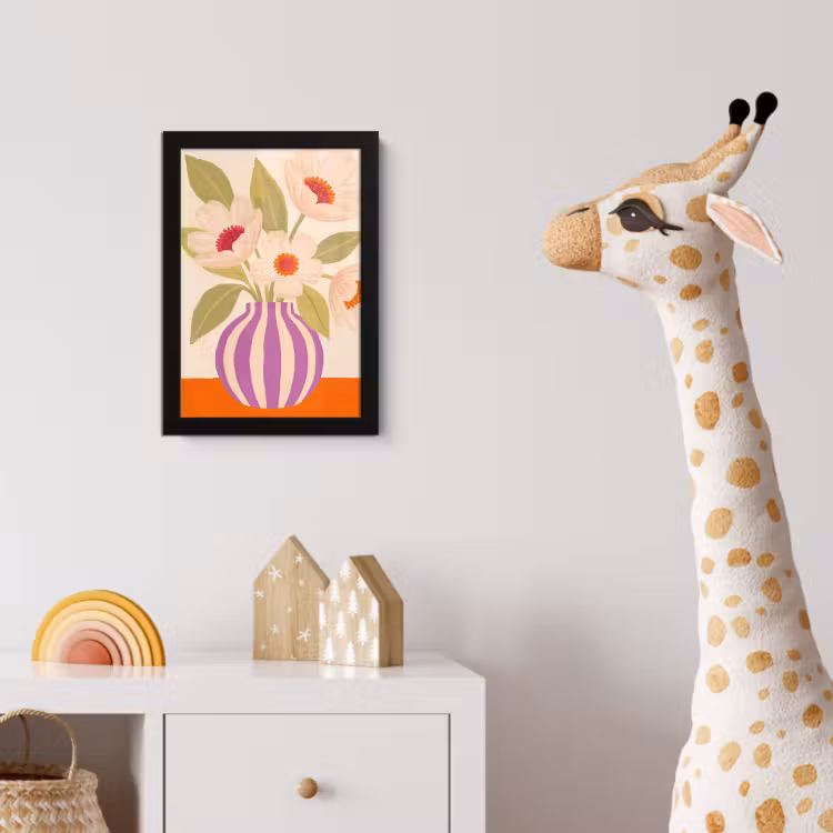 Bloemen - Vaas - Abstract - Paars - Oranje fotolijst zwart zonder passe partout klein -usfeer4_kinderkamer