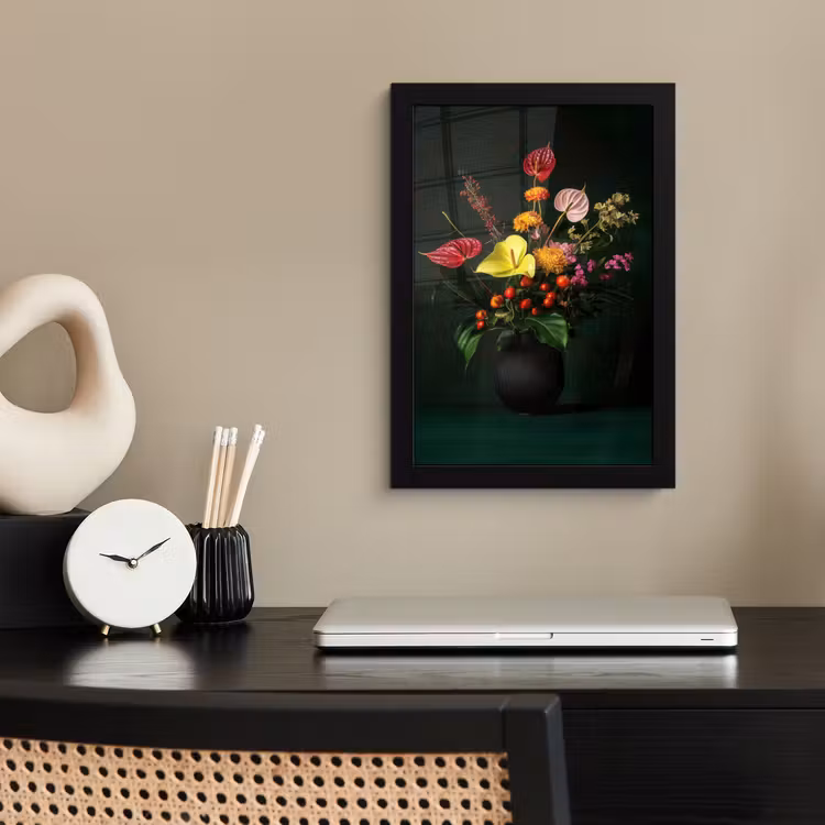 Bloemen - Vaas - Zwart fotolijst zwart zonder passe partout klein -sfeer1
